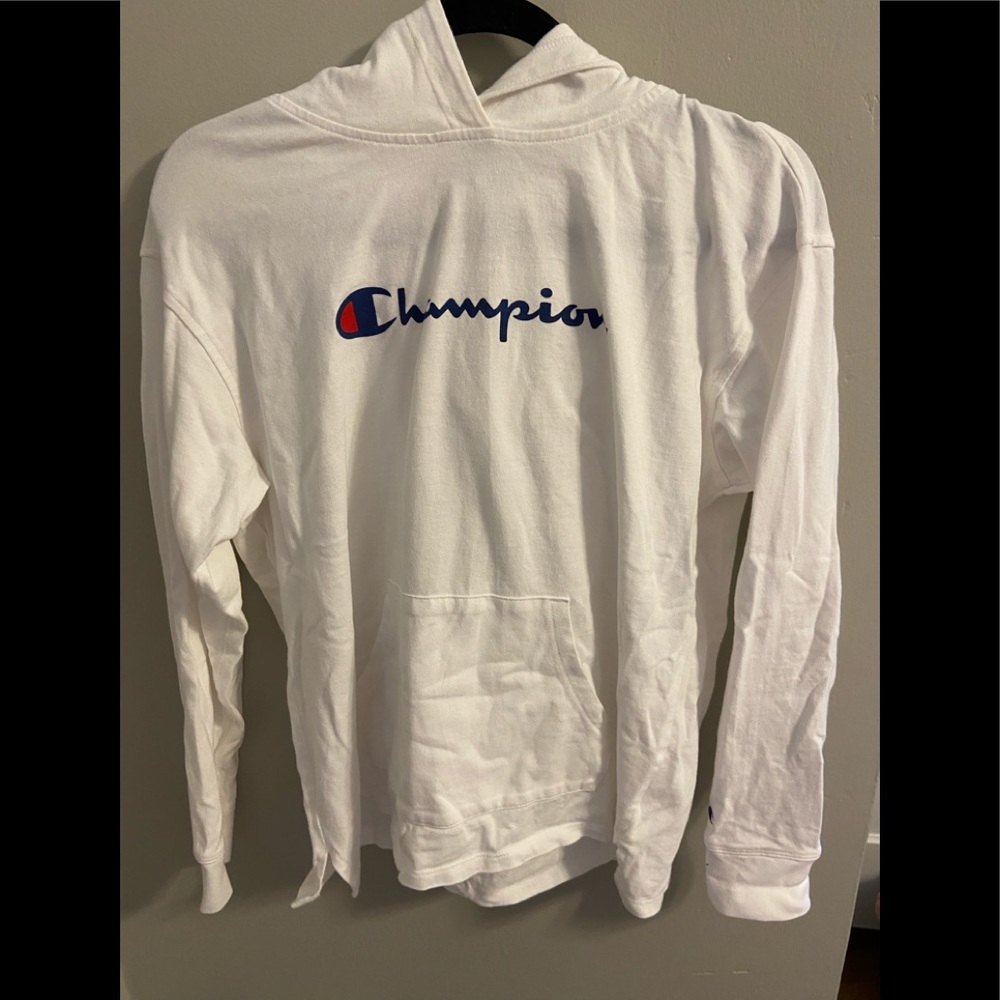 white champion t-shirt hoodie